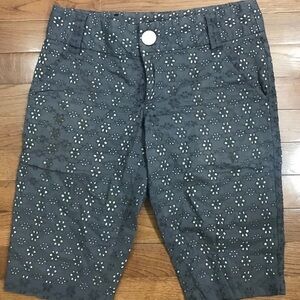 Tara Jarmon Floral Eyelet Gray Bermuda Shorts 3